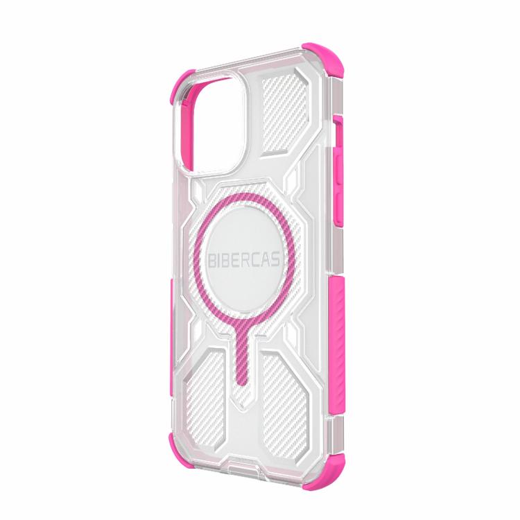 For iPhone 13 Pro Max BIBERCAS Transparent Color Series MagSafe Air Bag Shockproof Phone Case(Pink) by BIBERCAS