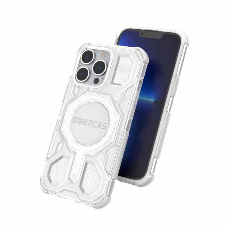 For iPhone 13 Pro BIBERCAS Transparent Color Series MagSafe Air Bag Shockproof Phone Case(Black) by BIBERCAS