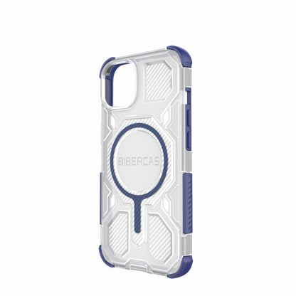 For iPhone 13 / 14 BIBERCAS Transparent Color Series MagSafe Air Bag Shockproof Phone Case(Blue) by BIBERCAS