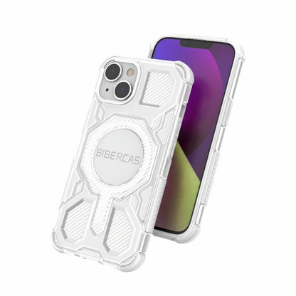 For iPhone 13 / 14 BIBERCAS Transparent Color Series MagSafe Air Bag Shockproof Phone Case(Blue) by BIBERCAS