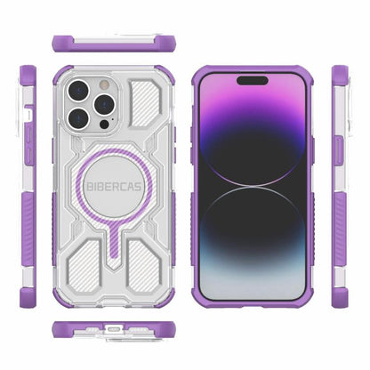 For iPhone 14 Pro Max BIBERCAS Transparent Color Series MagSafe Air Bag Shockproof Phone Case(Purple) by BIBERCAS