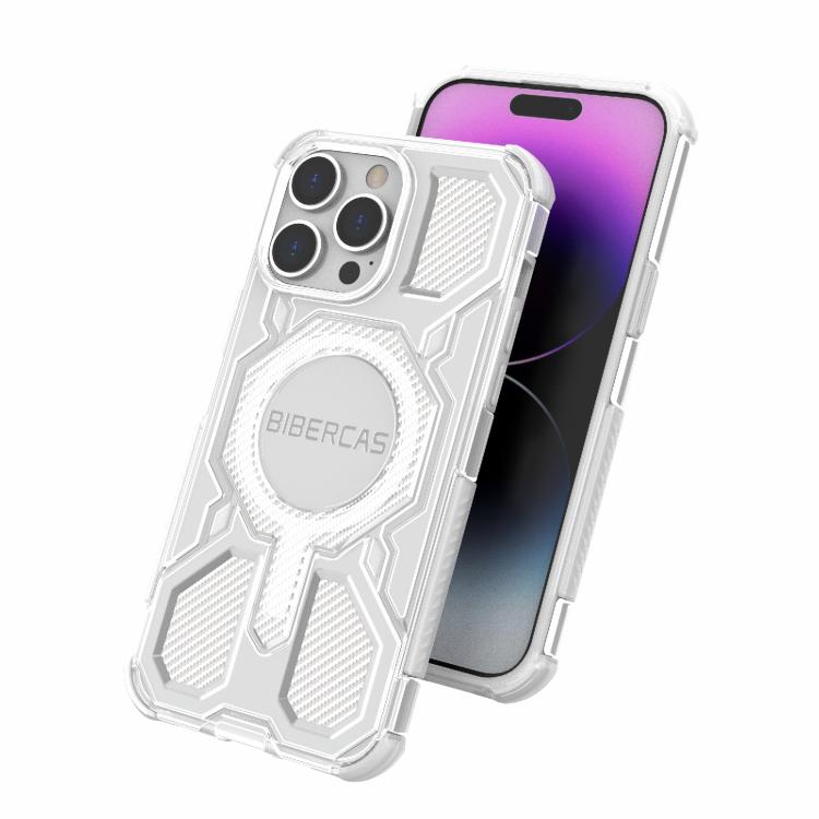 For iPhone 14 Pro Max BIBERCAS Transparent Color Series MagSafe Air Bag Shockproof Phone Case(Purple) by BIBERCAS