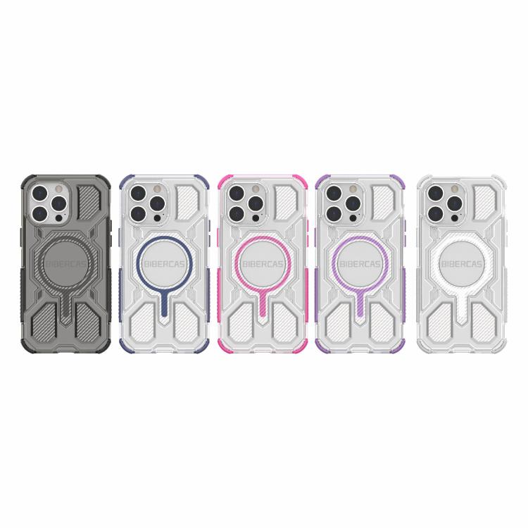 For iPhone 14 Pro Max BIBERCAS Transparent Color Series MagSafe Air Bag Shockproof Phone Case(Purple) by BIBERCAS