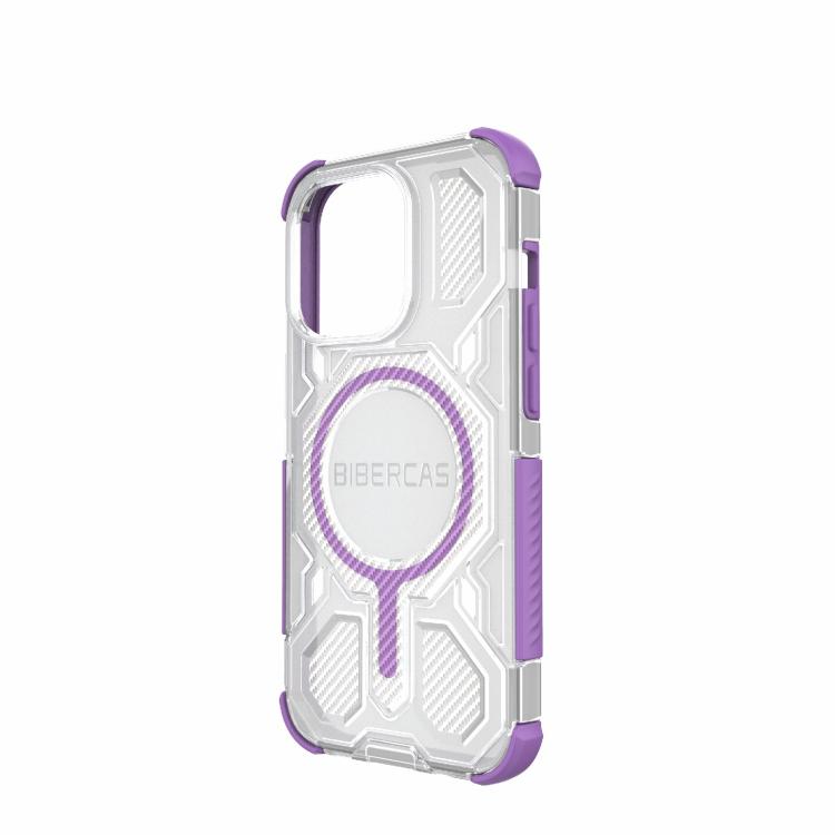 For iPhone 14 Pro BIBERCAS Transparent Color Series MagSafe Air Bag Shockproof Phone Case(Purple) by BIBERCAS