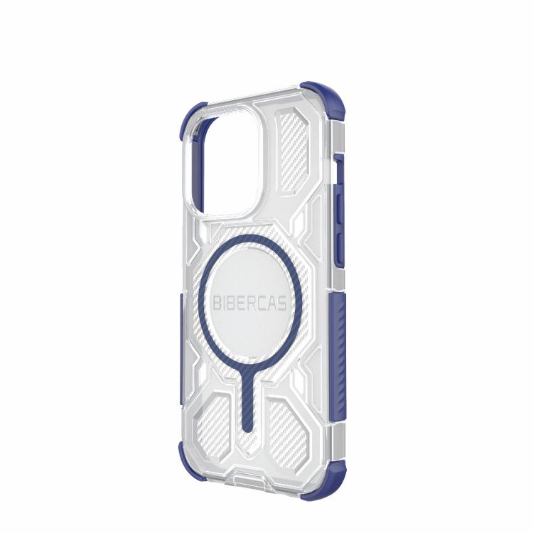 For iPhone 14 Pro BIBERCAS Transparent Color Series MagSafe Air Bag Shockproof Phone Case(Blue) by BIBERCAS