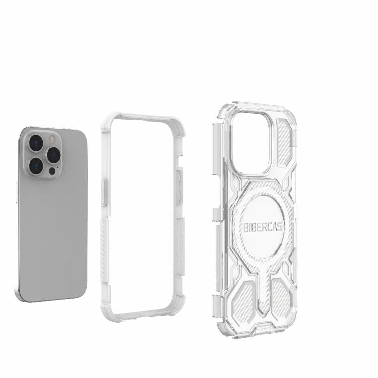 For iPhone 14 Pro BIBERCAS Transparent Color Series MagSafe Air Bag Shockproof Phone Case(Blue) by BIBERCAS