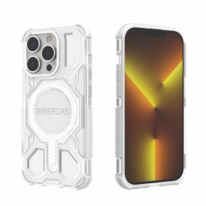 For iPhone 14 Pro BIBERCAS Transparent Color Series MagSafe Air Bag Shockproof Phone Case(White) by BIBERCAS