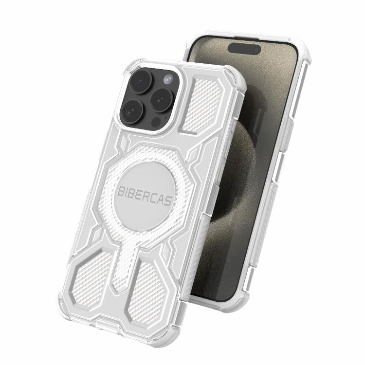 For iPhone 15 Pro Max BIBERCAS Transparent Color Series MagSafe Air Bag Shockproof Phone Case(Purple) by BIBERCAS