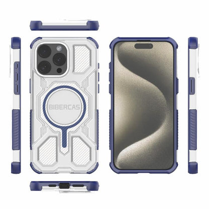 For iPhone 15 Pro Max BIBERCAS Transparent Color Series MagSafe Air Bag Shockproof Phone Case(Blue) by BIBERCAS