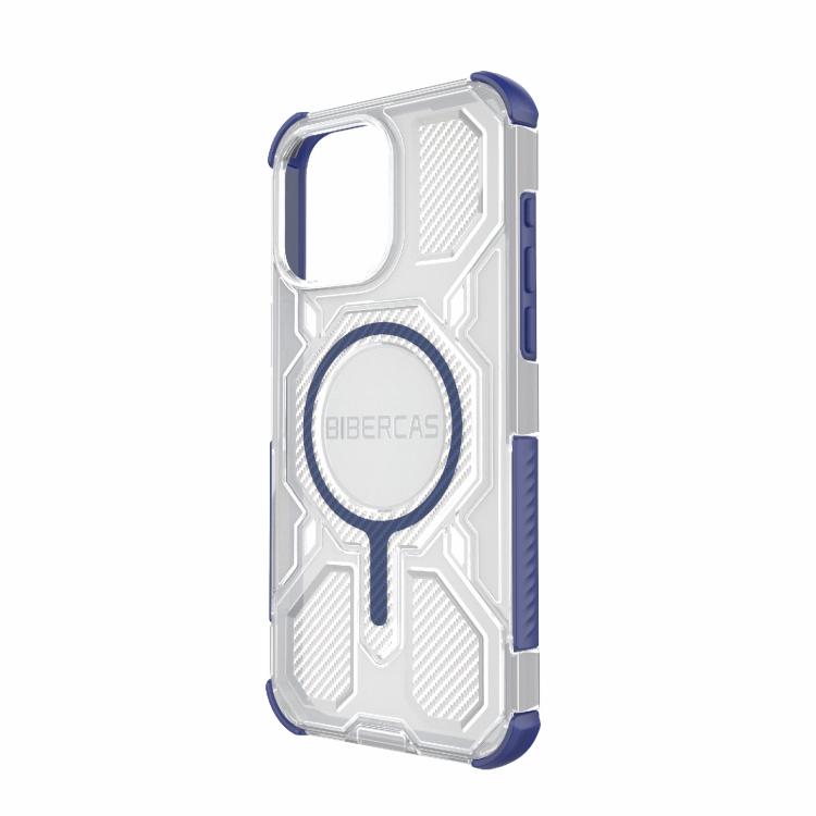 For iPhone 15 Pro Max BIBERCAS Transparent Color Series MagSafe Air Bag Shockproof Phone Case(Blue) by BIBERCAS