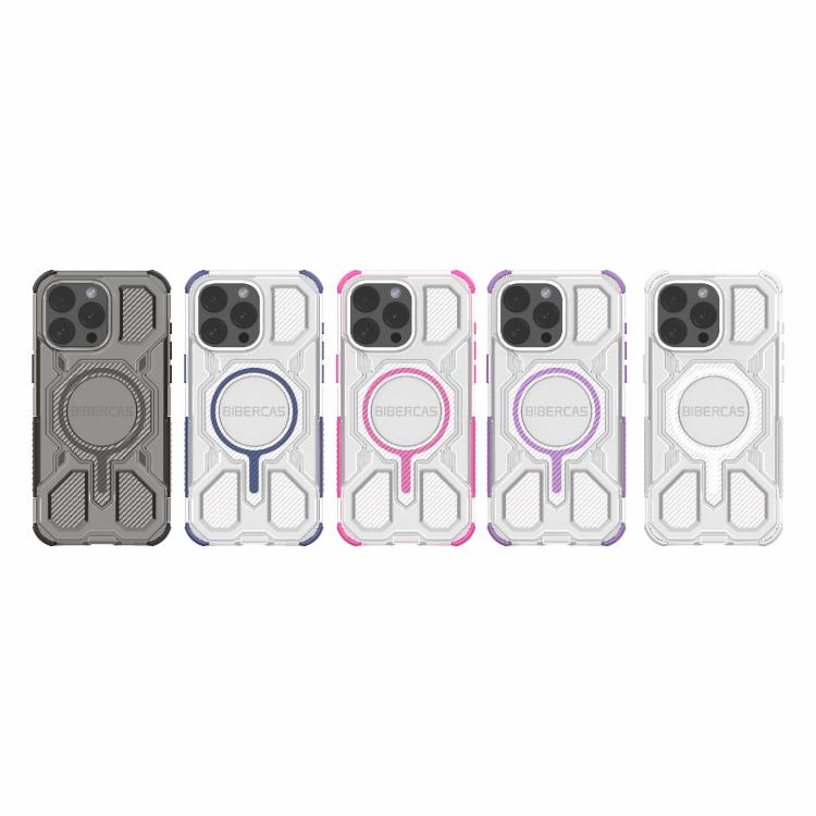 For iPhone 15 Pro Max BIBERCAS Transparent Color Series MagSafe Air Bag Shockproof Phone Case(Pink) by BIBERCAS