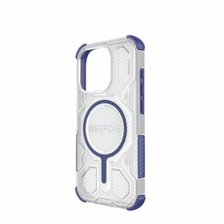 For iPhone 15 Pro BIBERCAS Transparent Color Series MagSafe Air Bag Shockproof Phone Case(Blue) by BIBERCAS