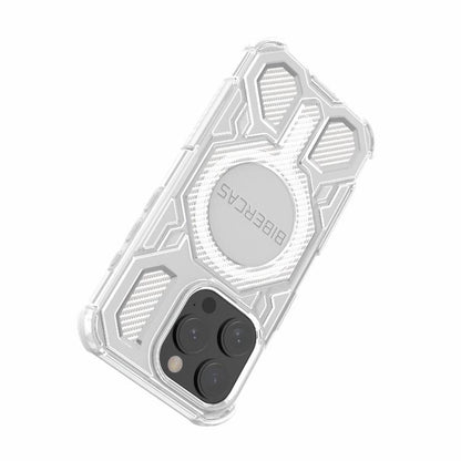 For iPhone 15 Pro BIBERCAS Transparent Color Series MagSafe Air Bag Shockproof Phone Case(White) by BIBERCAS