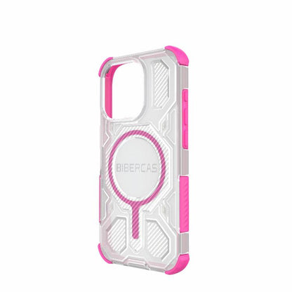 For iPhone 15 Pro BIBERCAS Transparent Color Series MagSafe Air Bag Shockproof Phone Case(Pink) by BIBERCAS