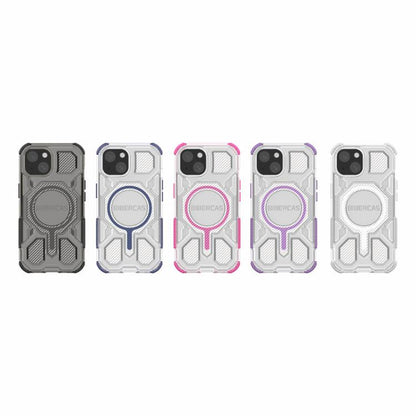 For iPhone 15 BIBERCAS Transparent Color Series MagSafe Air Bag Shockproof Phone Case(Purple) by BIBERCAS