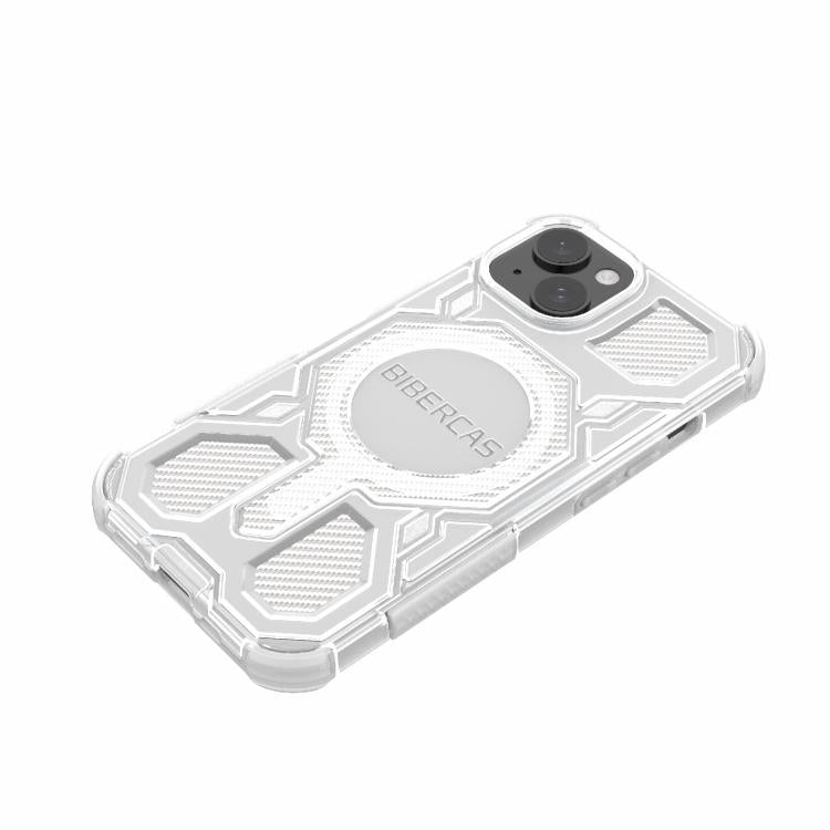 For iPhone 15 BIBERCAS Transparent Color Series MagSafe Air Bag Shockproof Phone Case(White) by BIBERCAS