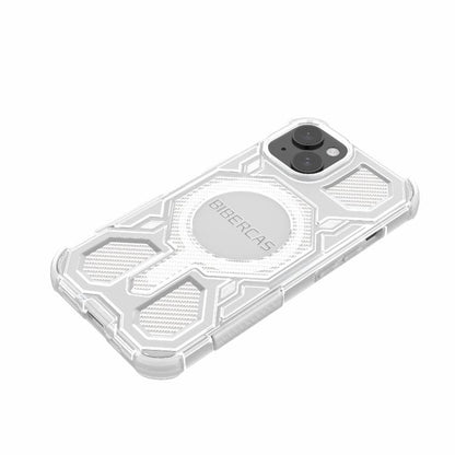 For iPhone 15 BIBERCAS Transparent Color Series MagSafe Air Bag Shockproof Phone Case(White) by BIBERCAS