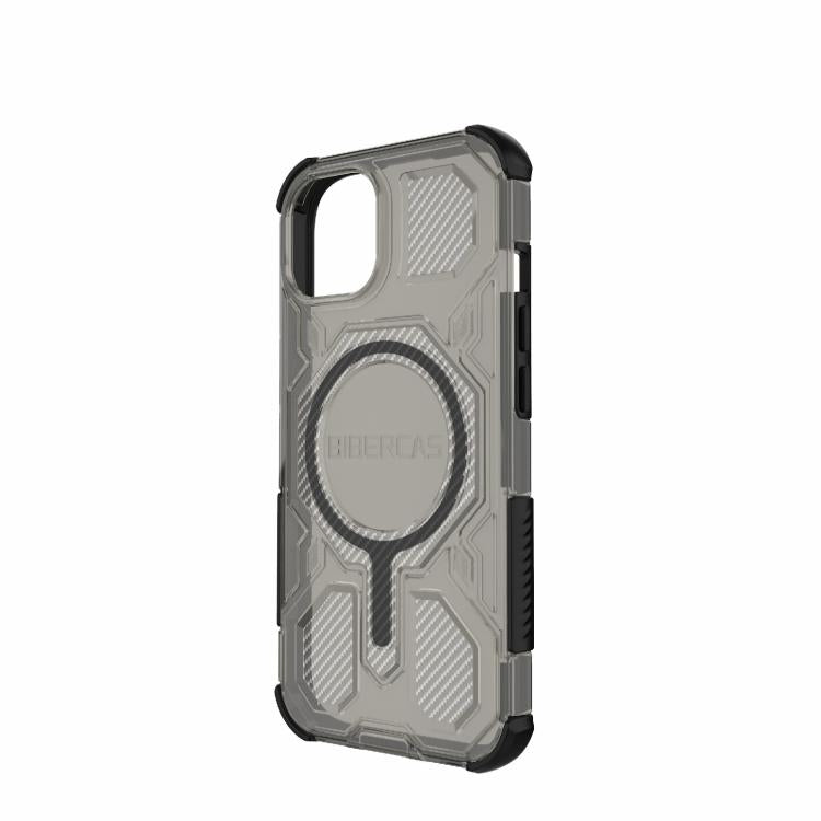 For iPhone 15 BIBERCAS Transparent Color Series MagSafe Air Bag Shockproof Phone Case(Black) by BIBERCAS