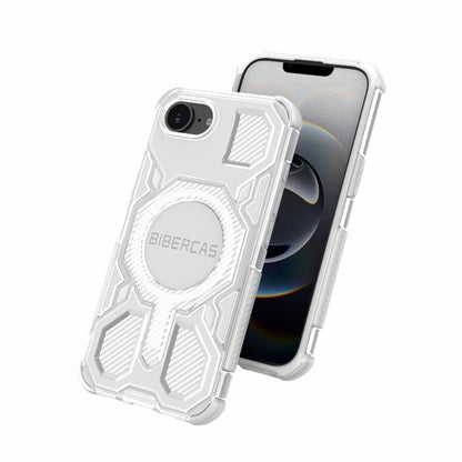 For iPhone 16e BIBERCAS Transparent Color Series MagSafe Air Bag Shockproof Phone Case(Purple) by BIBERCAS