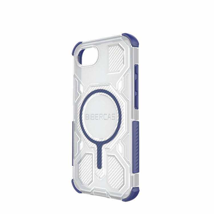 For iPhone 16e BIBERCAS Transparent Color Series MagSafe Air Bag Shockproof Phone Case(Blue) by BIBERCAS