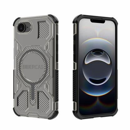 For iPhone 16e BIBERCAS Transparent Color Series MagSafe Air Bag Shockproof Phone Case(Black) by BIBERCAS