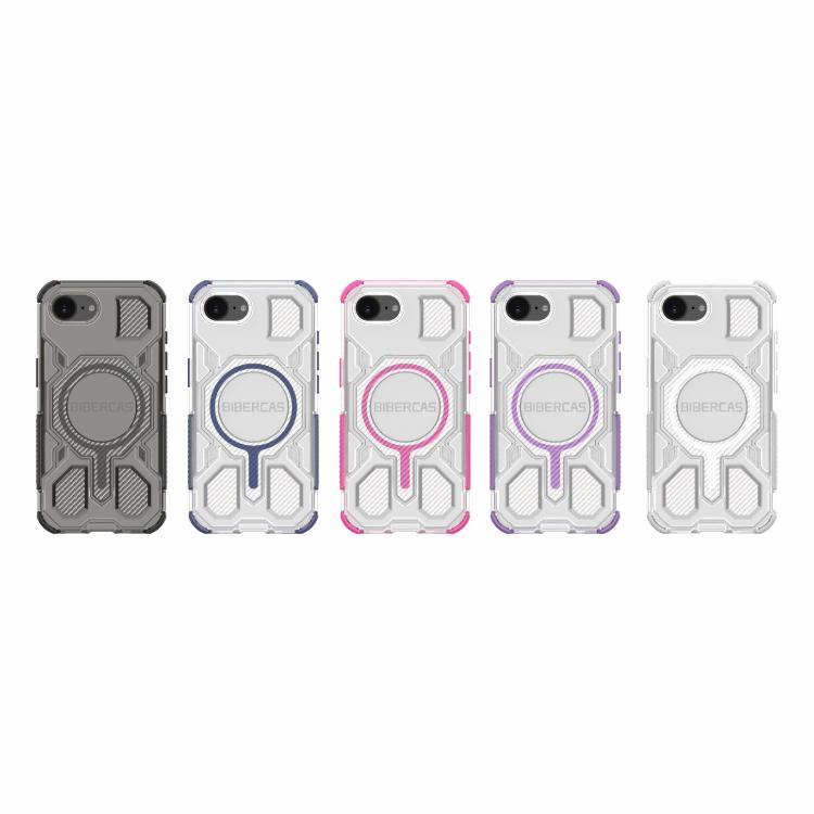 For iPhone 16e BIBERCAS Transparent Color Series MagSafe Air Bag Shockproof Phone Case(Black) by BIBERCAS