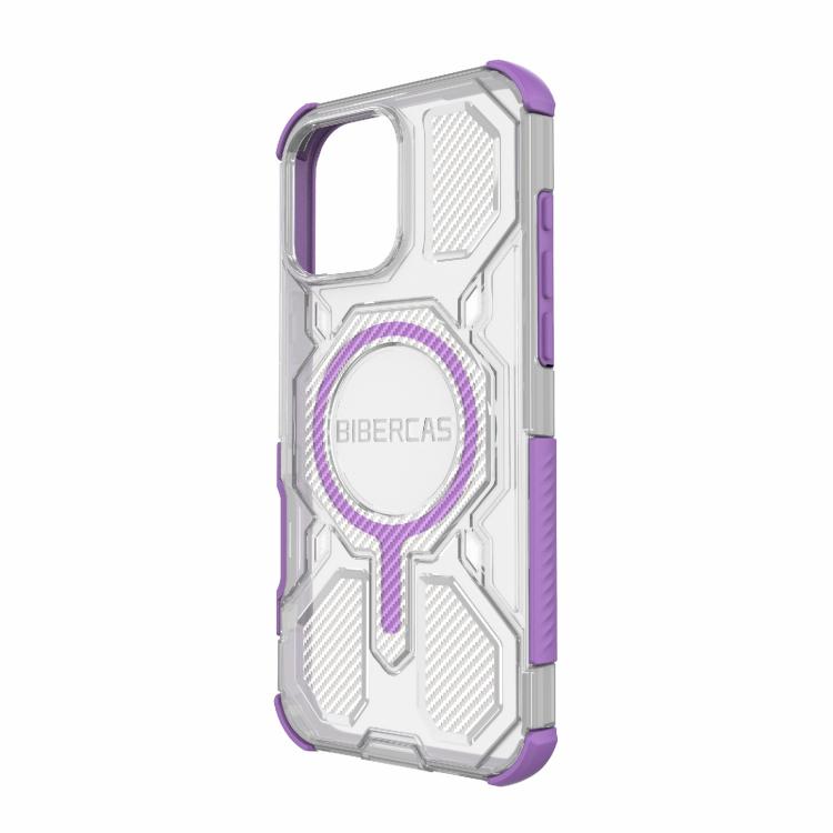 For iPhone 16 Pro Max BIBERCAS Transparent Color Series MagSafe Air Bag Shockproof Phone Case(Purple) by BIBERCAS