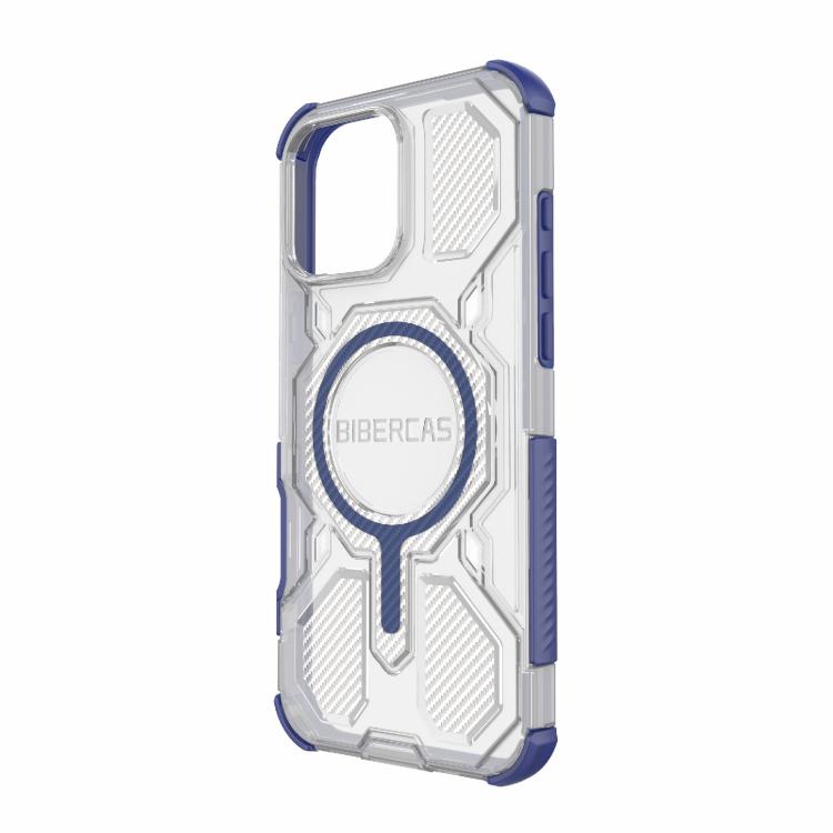 For iPhone 16 Pro Max BIBERCAS Transparent Color Series MagSafe Air Bag Shockproof Phone Case(Blue) by BIBERCAS