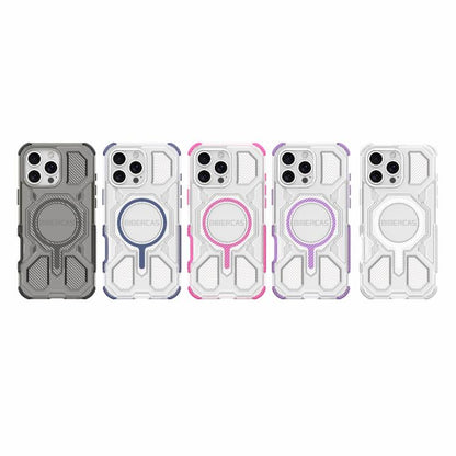 For iPhone 16 Pro Max BIBERCAS Transparent Color Series MagSafe Air Bag Shockproof Phone Case(Blue) by BIBERCAS