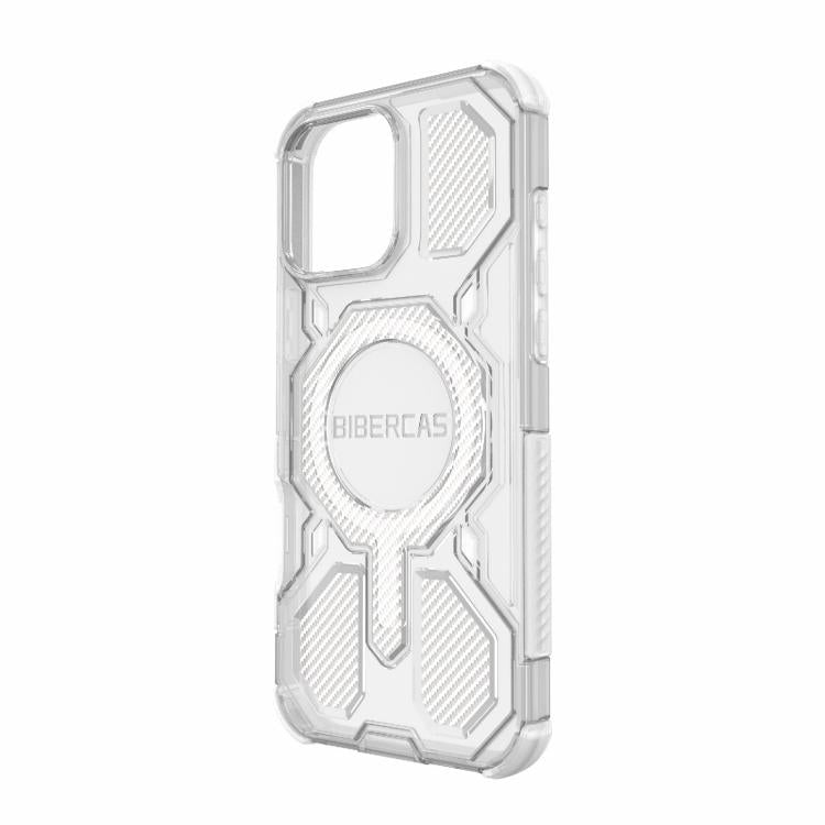 For iPhone 16 Pro Max BIBERCAS Transparent Color Series MagSafe Air Bag Shockproof Phone Case(White) by BIBERCAS