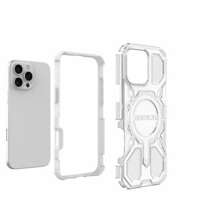 For iPhone 16 Pro Max BIBERCAS Transparent Color Series MagSafe Air Bag Shockproof Phone Case(White) by BIBERCAS