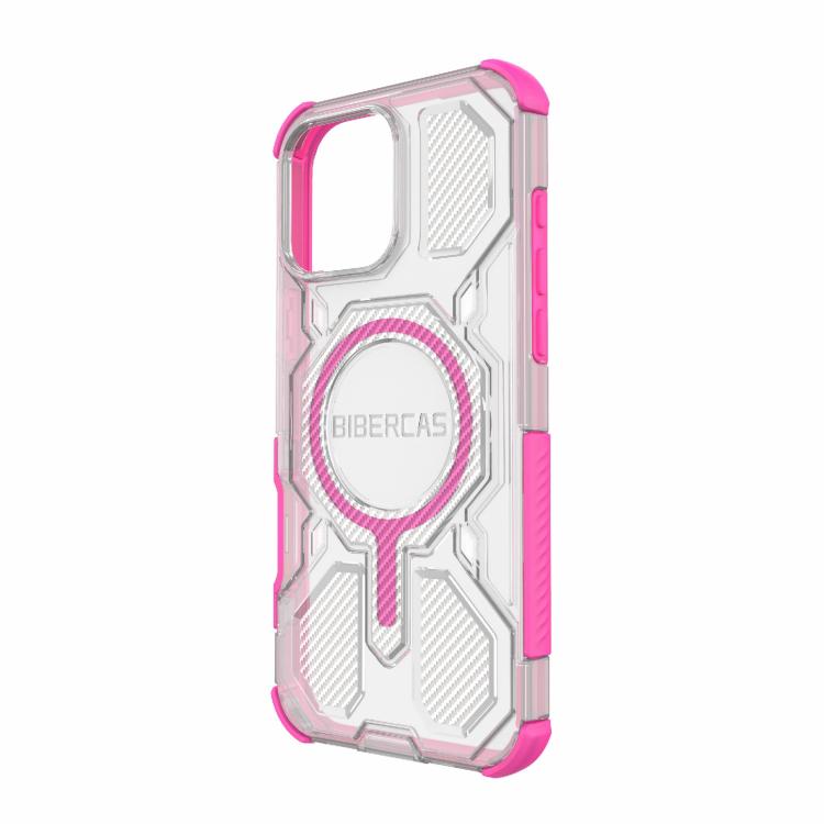 For iPhone 16 Pro Max BIBERCAS Transparent Color Series MagSafe Air Bag Shockproof Phone Case(Pink) by BIBERCAS