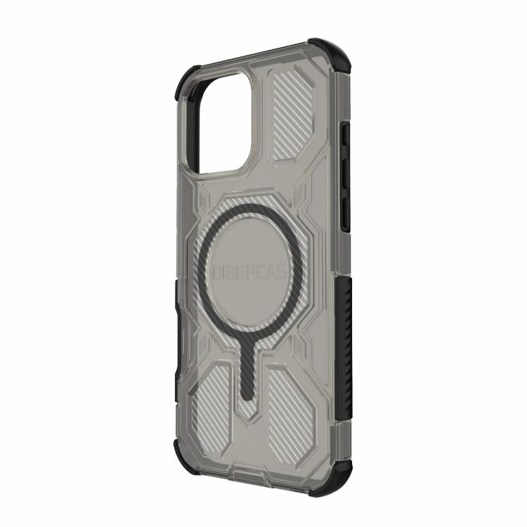 For iPhone 16 Pro Max BIBERCAS Transparent Color Series MagSafe Air Bag Shockproof Phone Case(Black) by BIBERCAS