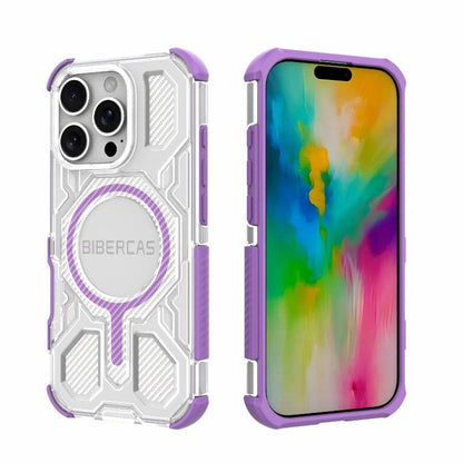For iPhone 16 Pro BIBERCAS Transparent Color Series MagSafe Air Bag Shockproof Phone Case(Purple) by BIBERCAS