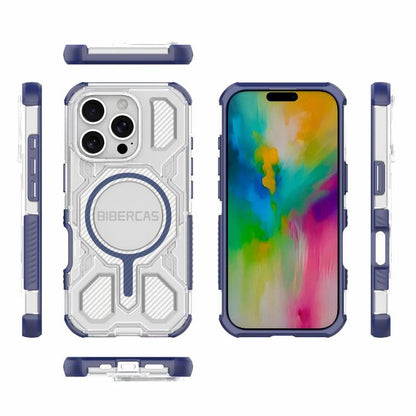 For iPhone 16 Pro BIBERCAS Transparent Color Series MagSafe Air Bag Shockproof Phone Case(Blue) by BIBERCAS