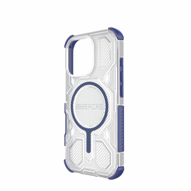 For iPhone 16 Pro BIBERCAS Transparent Color Series MagSafe Air Bag Shockproof Phone Case(Blue) by BIBERCAS