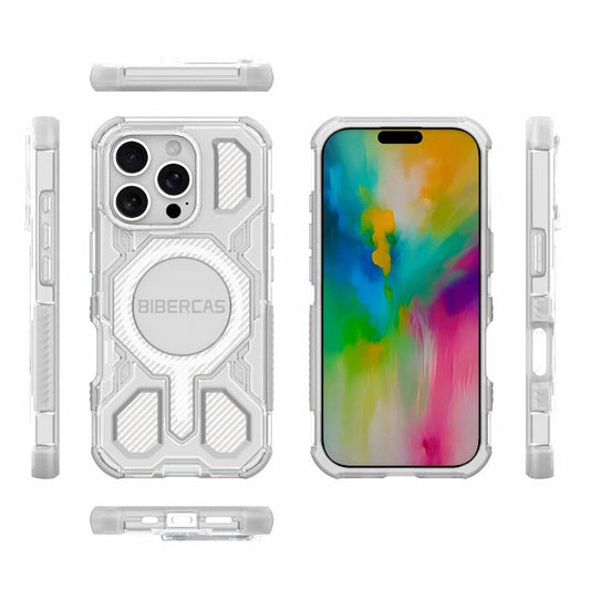 For iPhone 16 Pro BIBERCAS Transparent Color Series MagSafe Air Bag Shockproof Phone Case(White) by BIBERCAS