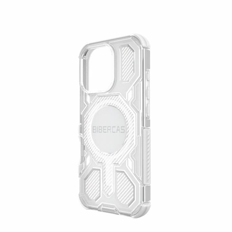 For iPhone 16 Pro BIBERCAS Transparent Color Series MagSafe Air Bag Shockproof Phone Case(White) by BIBERCAS