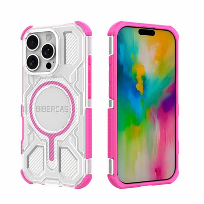 For iPhone 16 Pro BIBERCAS Transparent Color Series MagSafe Air Bag Shockproof Phone Case(Pink) by BIBERCAS
