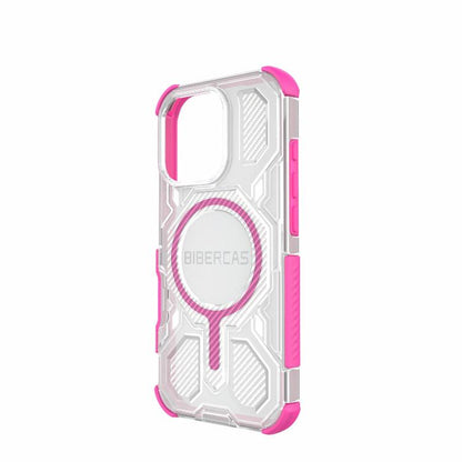 For iPhone 16 Pro BIBERCAS Transparent Color Series MagSafe Air Bag Shockproof Phone Case(Pink) by BIBERCAS