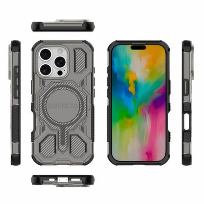 For iPhone 16 Pro BIBERCAS Transparent Color Series MagSafe Air Bag Shockproof Phone Case(Black) by BIBERCAS