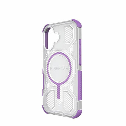 For iPhone 16 BIBERCAS Transparent Color Series MagSafe Air Bag Shockproof Phone Case(Purple) by BIBERCAS