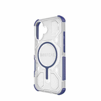 For iPhone 16 BIBERCAS Transparent Color Series MagSafe Air Bag Shockproof Phone Case(Blue) by BIBERCAS