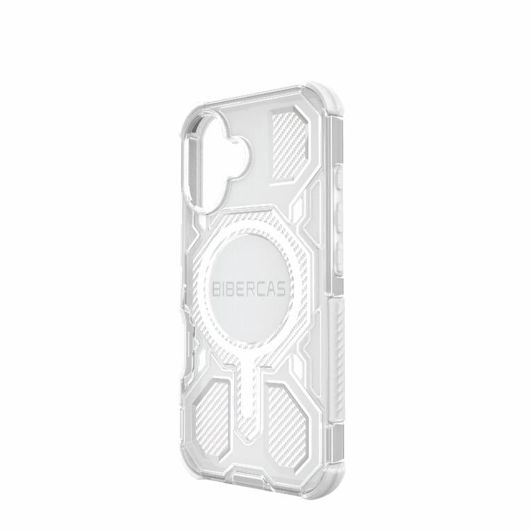 For iPhone 16 BIBERCAS Transparent Color Series MagSafe Air Bag Shockproof Phone Case(White) by BIBERCAS
