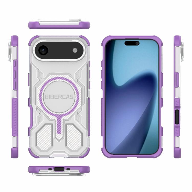 For iPhone Air BIBERCAS Transparent Color Series MagSafe Air Bag Shockproof Phone Case(Purple) by BIBERCAS