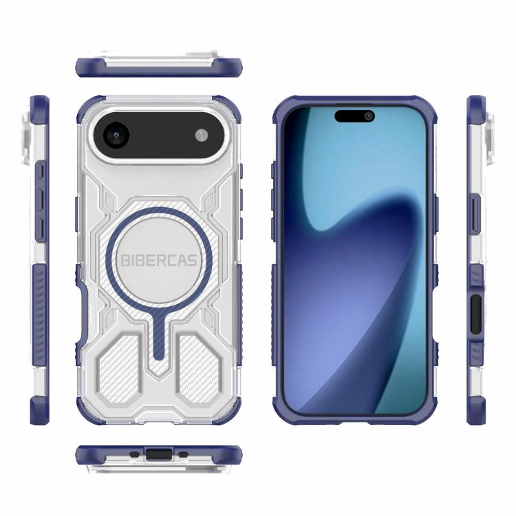 For iPhone Air BIBERCAS Transparent Color Series MagSafe Air Bag Shockproof Phone Case(Blue) by BIBERCAS