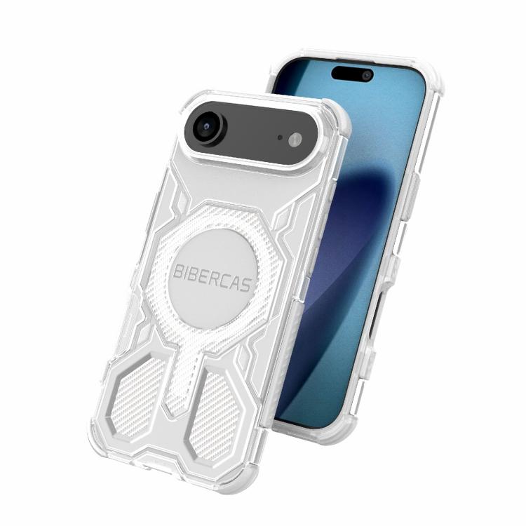 For iPhone Air BIBERCAS Transparent Color Series MagSafe Air Bag Shockproof Phone Case(Blue) by BIBERCAS