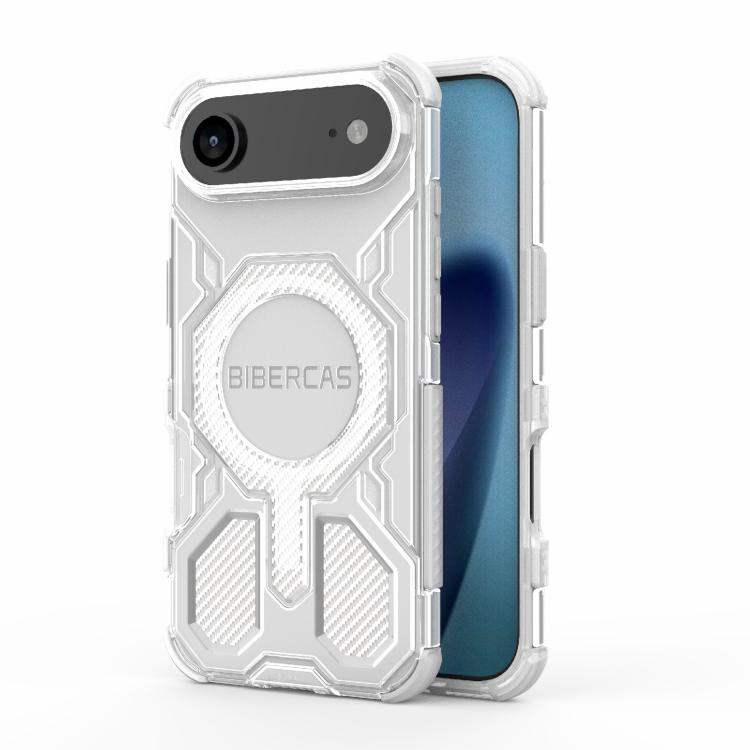 For iPhone Air BIBERCAS Transparent Color Series MagSafe Air Bag Shockproof Phone Case(White) by BIBERCAS