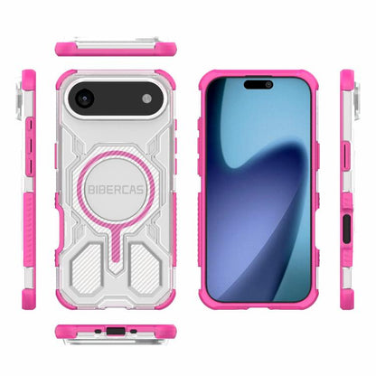For iPhone Air BIBERCAS Transparent Color Series MagSafe Air Bag Shockproof Phone Case(Pink) by BIBERCAS
