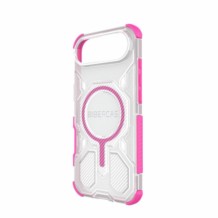 For iPhone Air BIBERCAS Transparent Color Series MagSafe Air Bag Shockproof Phone Case(Pink) by BIBERCAS